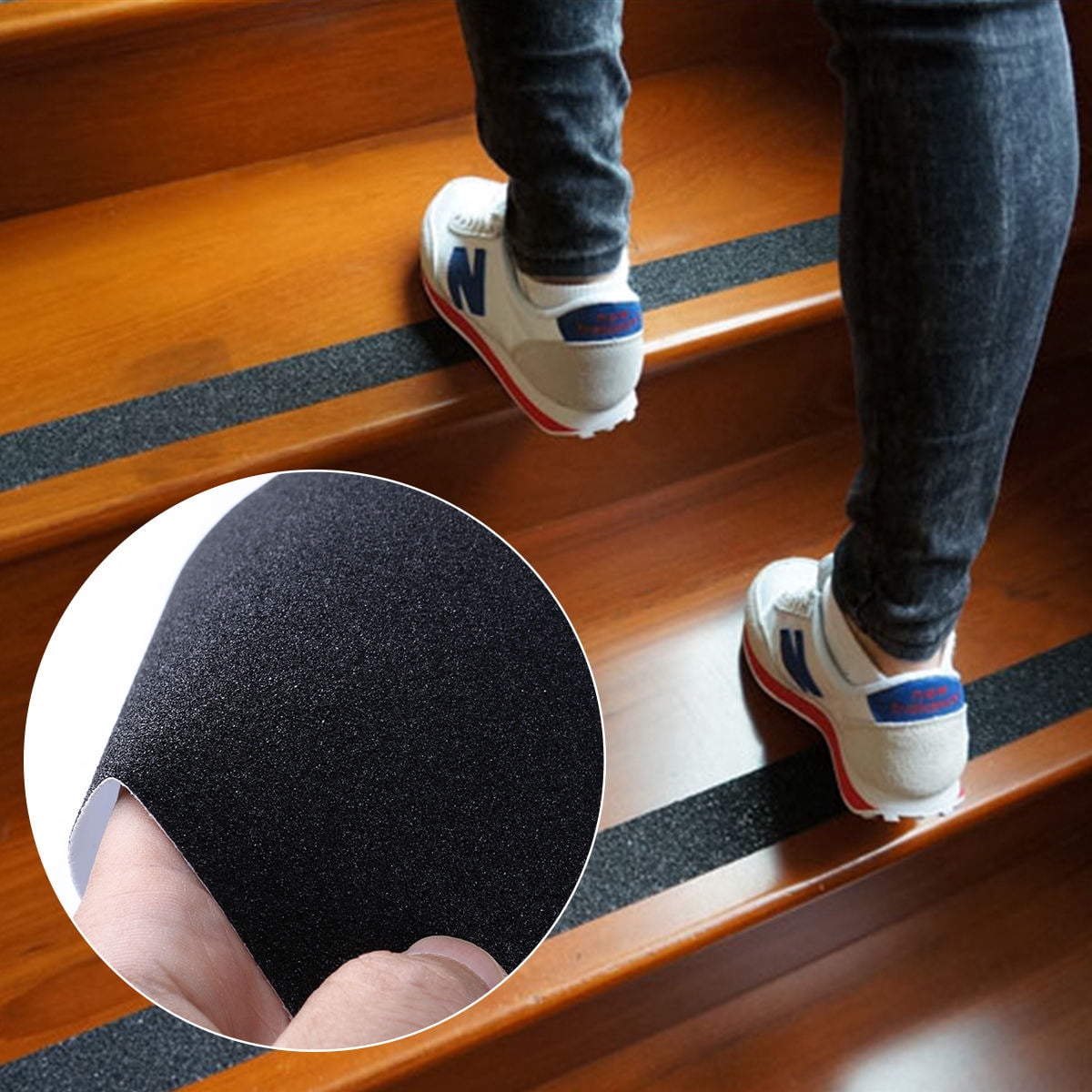 YSNOOWE Stair Decking Tape Black PVC Anti Floor Tape for Steps and Ramps