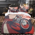 thumbnail image 3 of Motorcycle Girl Duvet Cover with Pillowcases Printed Bedding Set D with Zipper Closure Duvet Cover Set e, 3 of 5