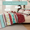 thumbnail image 3 of Smuge 3 Pcs Christmas Comforter Set, Bed in a Bag Reindeer stripe King Size Xmas Bedding Set Fitted Pillowcases for Adult, 3 of 7