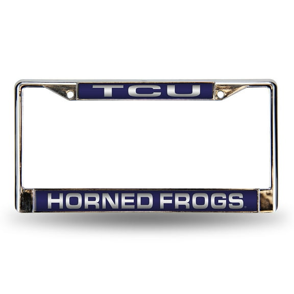 Texas Christian Horned Frogs Chrome Metal Laser Cut License Plate Frame