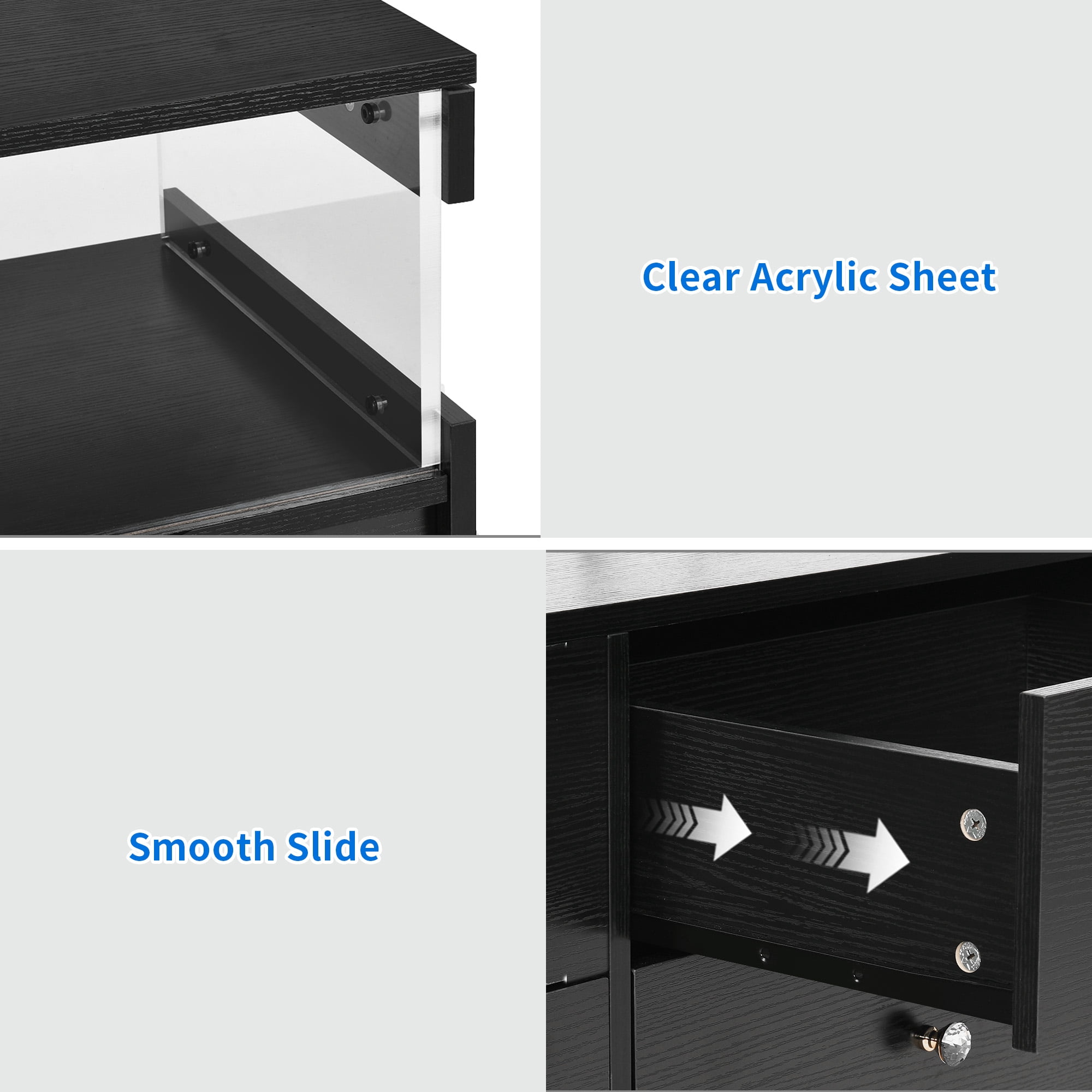 Dextrus Black Dresser with LED Light, 6 Drawers Dresser with Charging Station, Modern Chest of Drawers for , Living Room, Entryway, Hallway