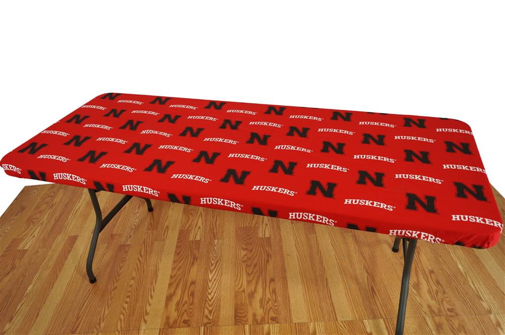Nebraska Cornhuskers Tailgate Fitted Tablecloth, 33" x 33", Card Table 72" x 30", 6 ft table