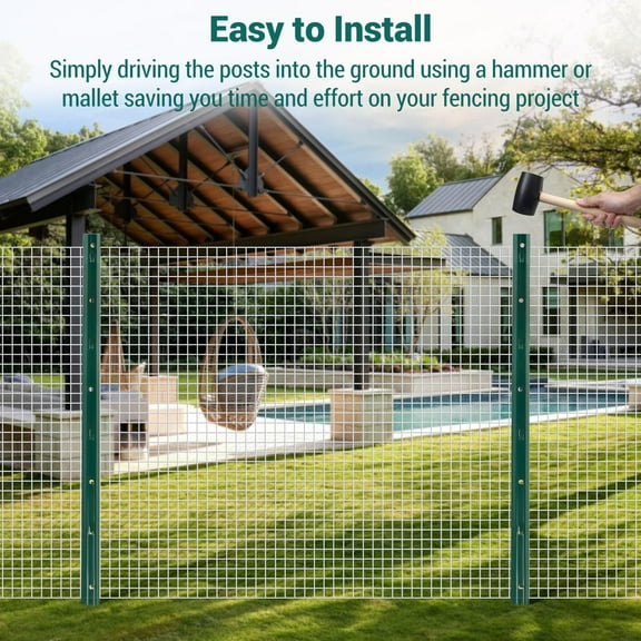 Luku Metal Fence Post Pack, 4/4.8/5/7FT Steel U-Posts for Wire Fence, 10 Pack, No-Dig Design for Yard & Garden