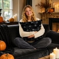 thumbnail image 3 of Halloween Ghost Pillow Cover, Black Faux Rabbit Fur, 1 Piece Decorative Throw Pillow Cover for Halloween Party Indoor Outdoor Sofa Couch Bedroom Living Room Holiday Decoration, 3 of 8