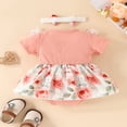 thumbnail image 3 of PENGXIANG Bébé Bébé Fille Robe de Chambre avec Bandeau Manches Courtes Noeud devant Floral/léopard Imprimé Combinaisons, 3 of 9