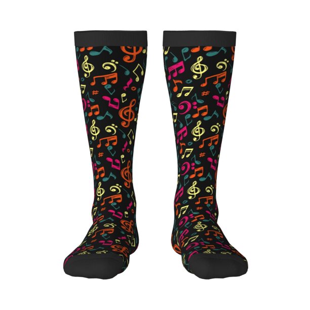 Balery Music Notes Calcetines novedosos Calcetines deportivos Calcetines hasta la rodilla Calcetines de algodón Calcetines originales y geniales