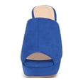 thumbnail image 6 of BLISSFUL STEP Women's Chunky Heels Platform Open Toe Slides Sandals Deep Blue 9, 6 of 7