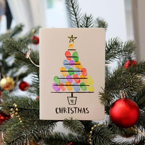Colorful Christmas Tree Greeting Card – Unique Hand-Drawn Design – Blank Inside for Personal Messages – Perfect Holiday Card for Family and Friends