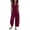 Wine, variant on Cotton Jumpsuits for Women Round Neck Button Sleeveless Summer Rompers Casual Fashionable Solid Color Loose Wide Leg Jumpsuit with Pockets