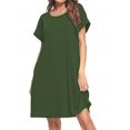 thumbnail image 1 of Nouvelle Robe Décontractée à Manches Courtes Unie pour Femmes, 1 of 5