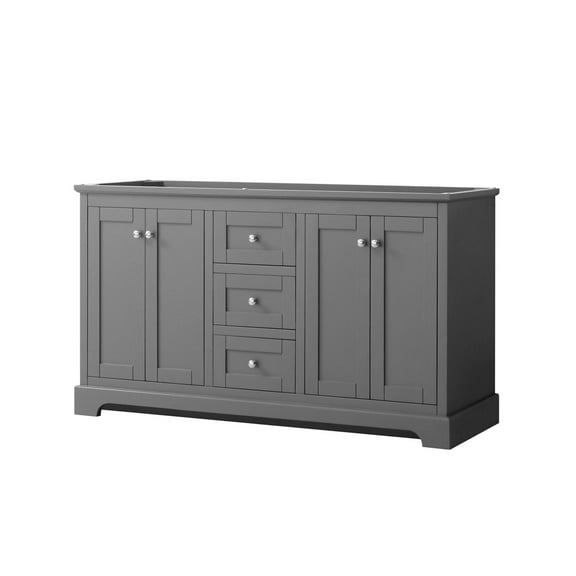 Wyndham Collection 60" Wood Double Bathroom Vanity without Mirror in Gray