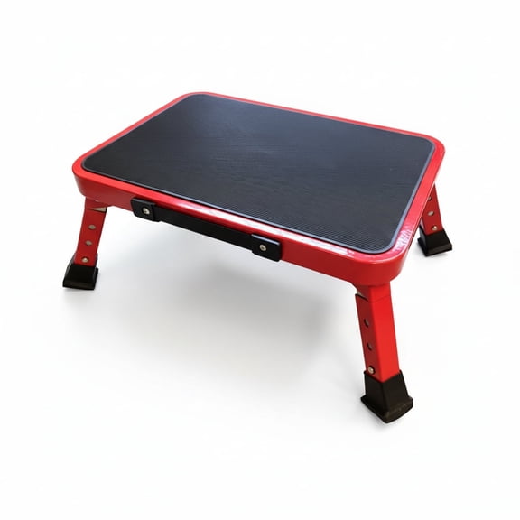 Beuway 3-Level Adjustable Height Folding Step Stool,with Anti-Slip Pedal & Rubber feet RV Step Ladder for Adult,Kid(Red)