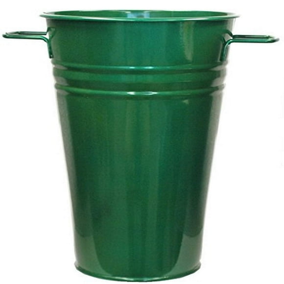 HiT 8300E GG Enameled Metal French vase, 7" by 12", Glazed Green