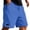 Blue, variant on Waffle Shorts for Men Summer Casual Elastic Waist Wide Straight Leg Loose Knee Length Bermuda Shorts with Pockets