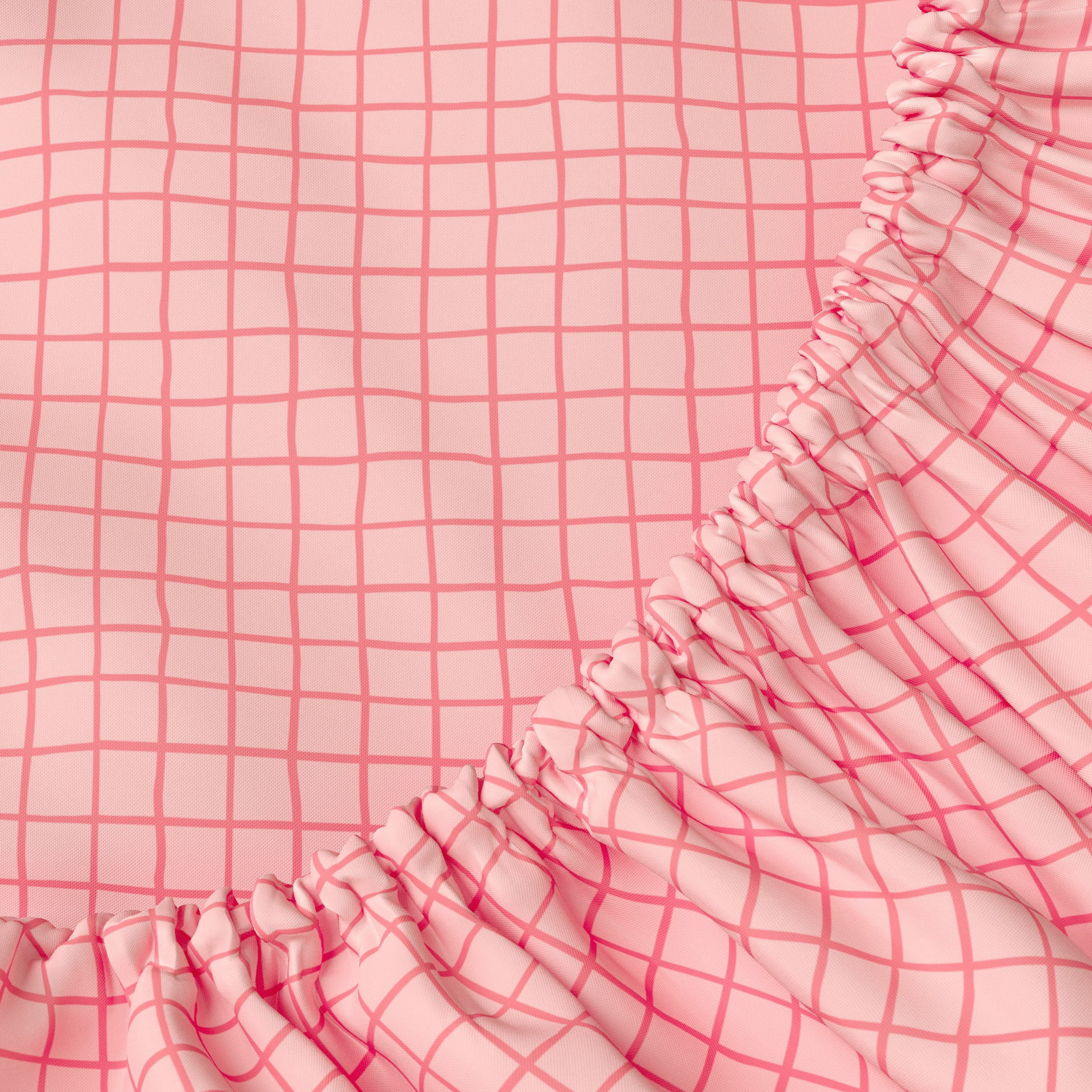 Mainstays Kids Microfiber Bed Sheet Set, Queen, Pink Grid, 4 Pieces