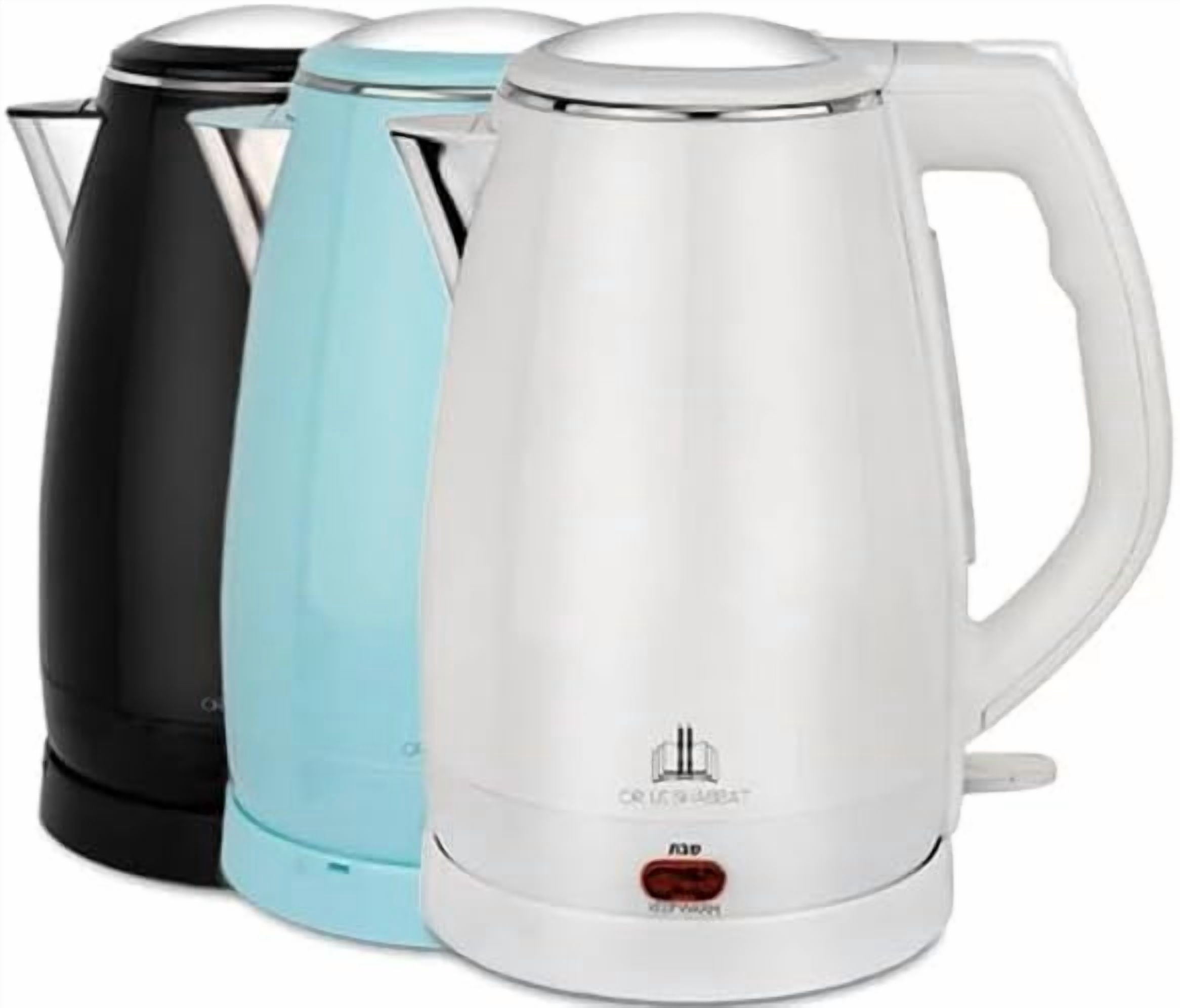 Electric Kettle 2.2L 12-Cup Stainless Steel Tank Double-Walled Auto-Off Dry Boil Protection Or Le Shabbat Kosher Lock Auto Shut Off Shomer Shabbos Black