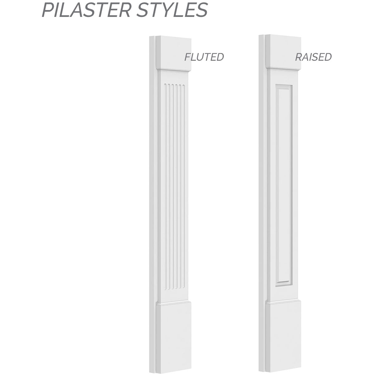 Ekena Millwork 8"W x 108"H x 2 3/4"D with 14" Attached Plinth, Fluted Pilaster (each)