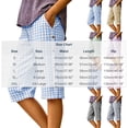 thumbnail image 3 of jjayotai Women's Casual Summer Bermuda Shorts Plaid Elastic Waist Shorts Button Deco Knee Length Long Shorts with Pockets, 3 of 6