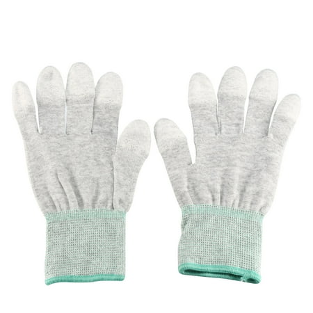 Carbon Fiber Gloves - 2 Pair, Nylon Carbon fiber Work Gloves Microfiber Full Finger Working Protective Gloves Gray Green