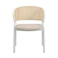 thumbnail image 3 of Leisuremod Ervilla Mid-Century Modern Dining Armchair with White Powder Coated Steel Legs and Wicker Back for Kitchen and Dining Room, Beige, 3 of 13