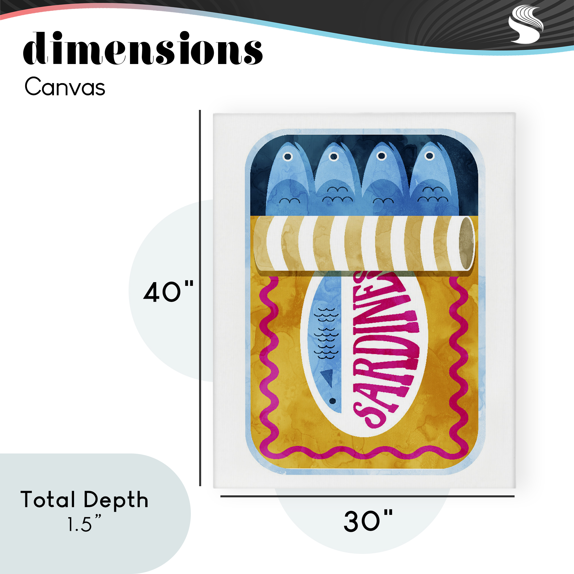 Yellow and Pink Sardine Tin Canvas Wall Art, design by Daphne Polselli