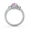 thumbnail image 3 of 1.40 Ct Oval Cut Pink Sapphire Natural Diamond Beautiful Three Stone Ring for Wedding 14K White Gold Size 11.5, 3 of 7