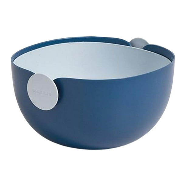 Escurridor de frutas, colador, utensilios de cocina, almacenamiento de alimentos de doble capa desmontable Azul