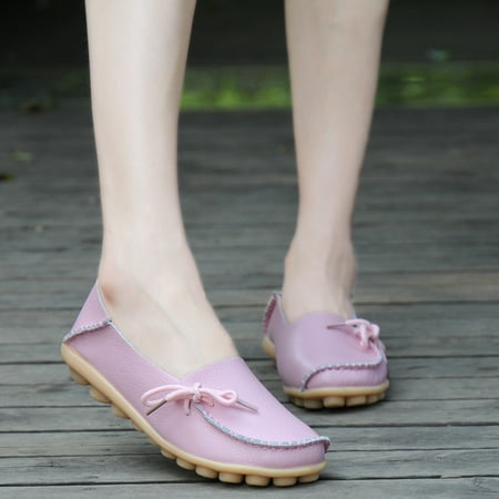 

PhoneSoap New Women Leather Shoes Loafers Soft Leisure Flats Female Casual Shoes Pink