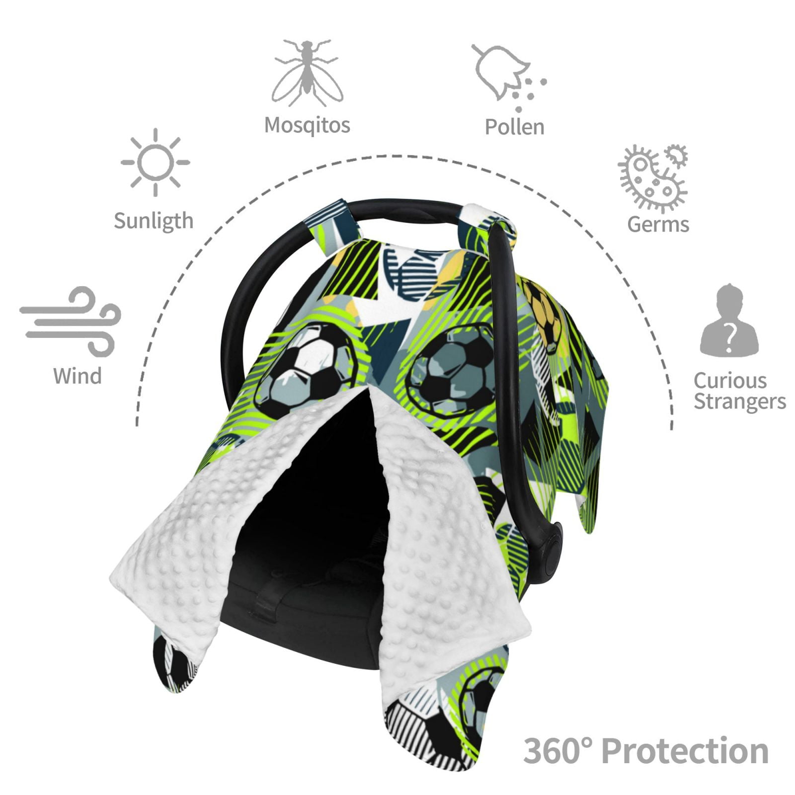 Naloa Football Doodle Baby Car Seat Cover, Breathable Baby Carrier Cover, Multiuse Baby Carrier Cover & Nursing Breastfeeding Cover
