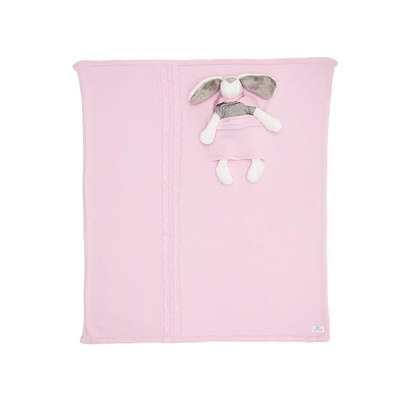 Milo & Lilirose ML1512AC-ML1512AC1M Knitted baby blanket Plus Soft Toy, Pink - Medium