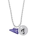 thumbnail image 1 of Delight Jewelry Acrylic 3/4" Navy Cheer Megaphone Silvertone Script Initial Disc - F - Charm Necklace, 20"+3", 1 of 4