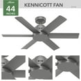thumbnail image 5 of Hunter 44 inch Outdoor or Indoor Ceiling Fan No Light - Ceiling Fan without Light, For Patio, Porch, Garage, or Living Room, Standard Mount, 6 Blades, Wall Control - Kennicott 51115, Matte Silver, 5 of 17