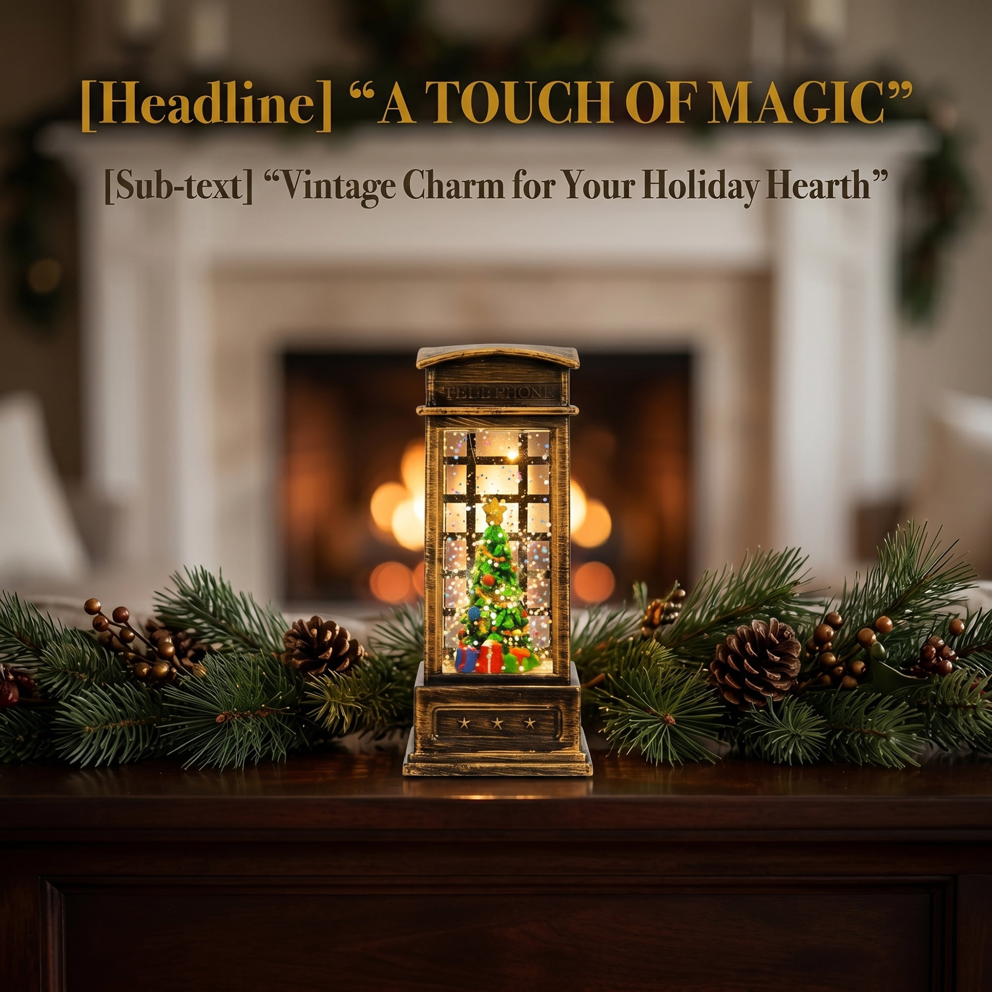 Unique Bargains Christmas Light Up Crystal Ball Mini LED Glitter Sphere Orb Brown Style H