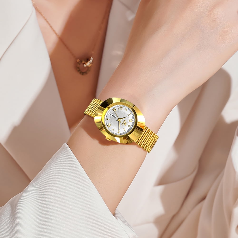OLEVS Watches for Women Luxury Dress Waterproof Analog Quartz Fashion Gold Plated Tungsten Steel Roman Numeral Date Classic Female Ladies Watches Women Wrist Watches Gift Relojes para Mujer