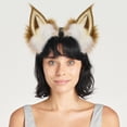 thumbnail image 4 of Jiibva Faux Fur Fox Wolf Ears Headband Handmade Furry Animal Ear Hairband Women Men Head Accessories for Halloween Party, 4 of 7