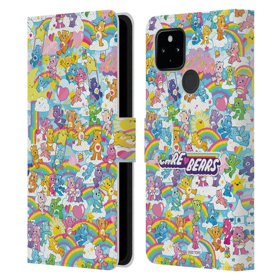 Head Case Designs Officially Licensed Care Bears 40th Anniversary Rainbow Leather Book Wallet Case Cover Compatible with Google Pixel 4a 5G