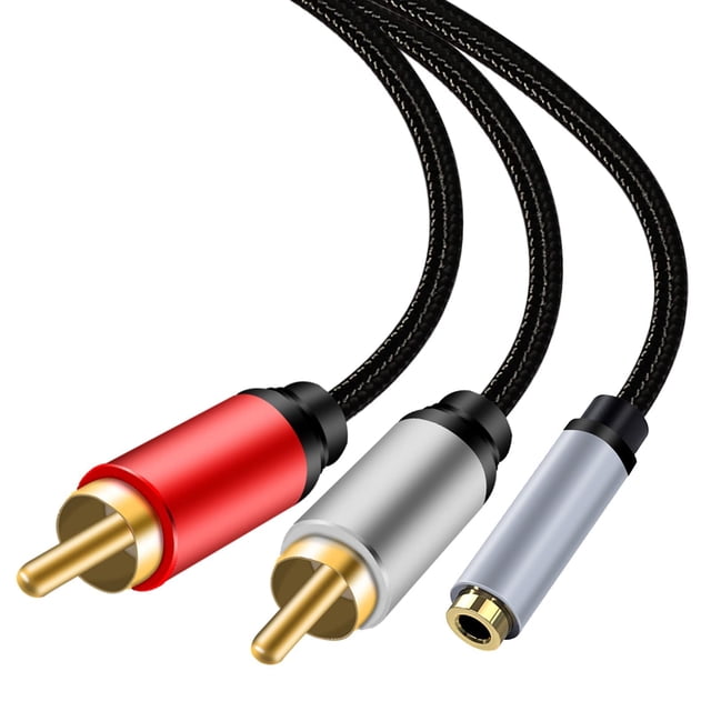 Cable de audio belipro hembra de 3,5 mm a 2 RCA de 16 pies para teléfonos inteligentes