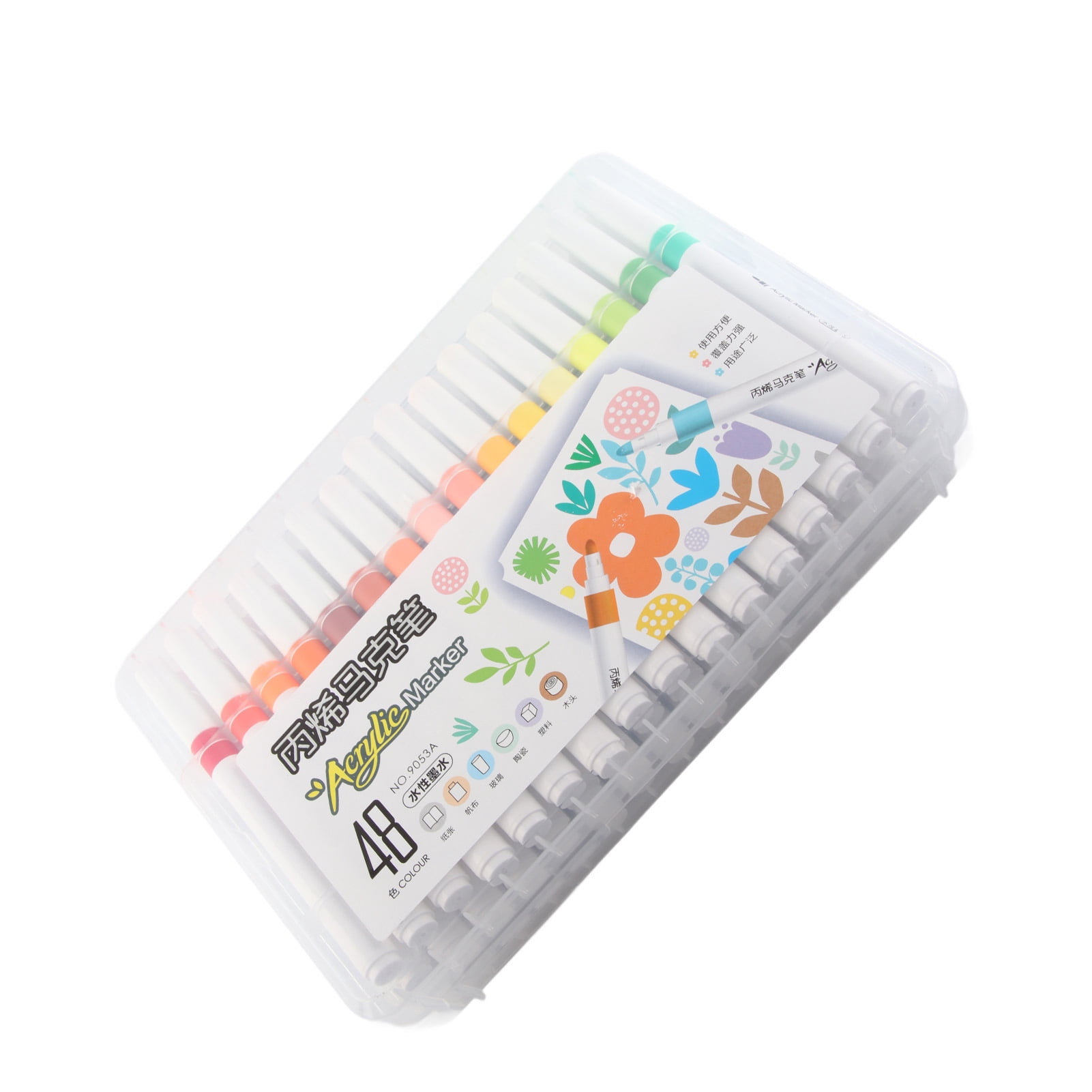 Suodoka Acrylic Paint Markers Strong Coverage Quick Dry Waterproof Round Barrel Graffiti Pens for Glass Metal Wood Canvas Fabric Rock Painting 48 Assorted Colors Fine Point Art Supplies Set