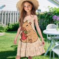 thumbnail image 5 of Uourmeti Toddler Girls Sleeveless Dress Hedgehog Print Causal Spaghetti Strap A Line Short Swing Dress Cute Spring Summer Clothes for Girls Sundress, 5 of 6