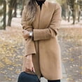thumbnail image 4 of Women Winter Business Coat Stand Collar Mid-Length Slim Long Fleece Jacket, 4 of 5
