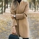 thumbnail image 4 of Women Winter Business Coat Stand Collar Mid-Length Slim Long Fleece Jacket, 4 of 5