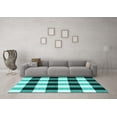 thumbnail image 3 of Ahgly Company Indoor Round Checkered Turquoise Blue Modern Area Rugs, 8' Round, 3 of 4