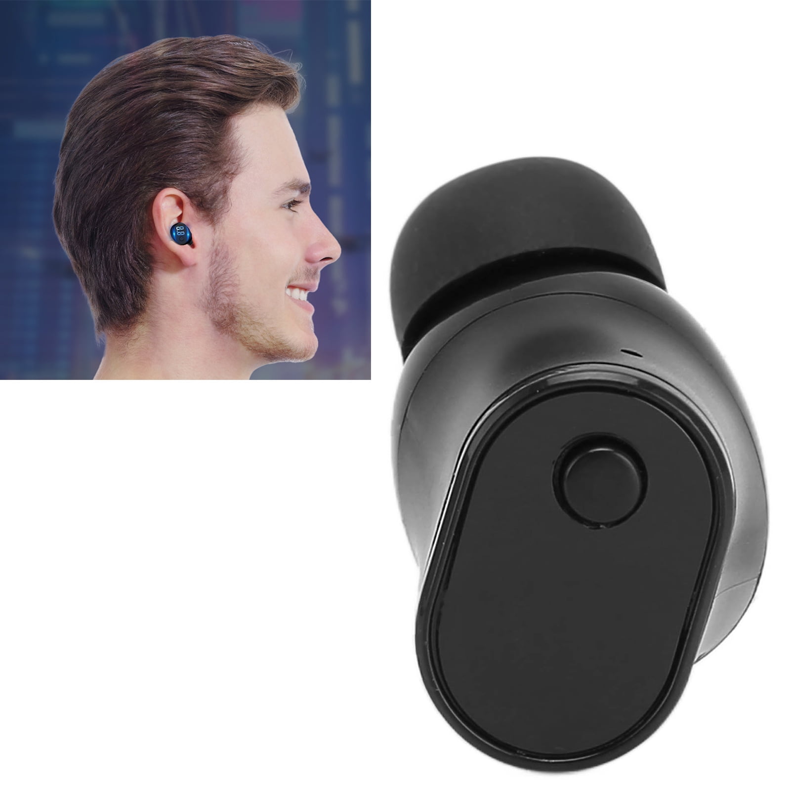 Single  Earbuds, Ergonomic Digital Display USB Rechargeable Single  Earbuds  5.2  For Sleep For Gym