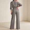 thumbnail image 5 of Purcolt Womens 2 Piece Matching Pant Set Dressy Casual Collared Roll Up Long Sleeve Button Front Shirt Full Length Wide Leg Trousers Business Work Office Outfits, 5 of 7