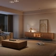 thumbnail image 3 of POVISON-94.49"Mid-Century Modern Tambour Door TV Stand with LED Lights, Walnut Color TV Console, Ash Rolling Door Media Console with legs, 3 of 8