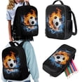 thumbnail image 7 of KUIFORTI Backpack Combo Set for Girls Boys Kids, 3Pcs Bookbag with Pencil Case for School, 17 Inch Schoolbag with Lunch Bag for Camping Outing, Fire Soccer, 7 of 7