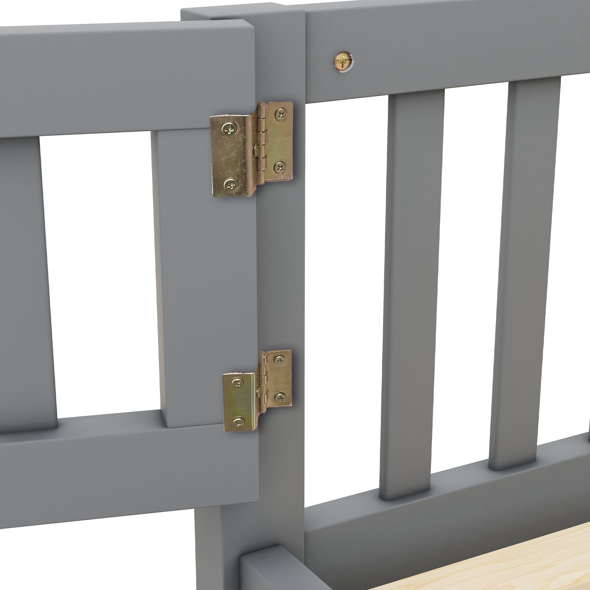 Aukfa Full Size Floor Bed for Kids Children, Wood Montessori Bed Frame with Safety Guardrails and Door, Gray