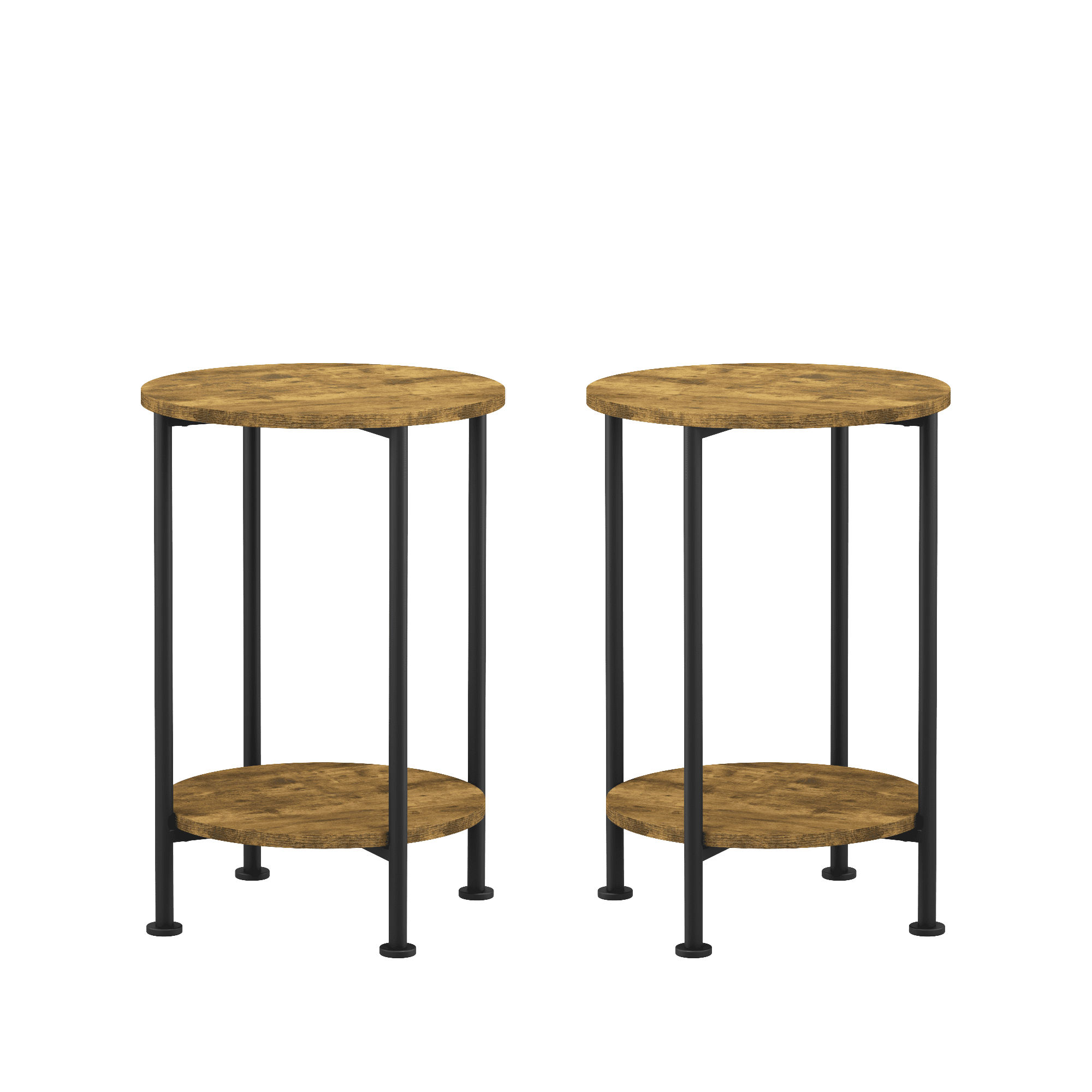3-Piece Coffee Table and End Table Sets for Living Room, Round Coffee and End Table Set of 3 with Large Storage, Modern Farmhouse Furniture for Apartment Home (Rustic Brown)