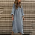 thumbnail image 2 of Timegard Dresses for Women Drop Shoulder Long Sleeve Lapel Neck Button Loose Irregularly Casual Dresses, 2 of 6