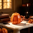thumbnail image 4 of Twfbrm Halloween Ceramic Mug, Cute Pumpkin Shaped Ceramic Coffee Mug with Handle and Lid, Fall Decorative Pumpkin Mug, Creative Heat Resistant Ceramic Tea cup for Home, Office, Thanksgiving, 4 of 6